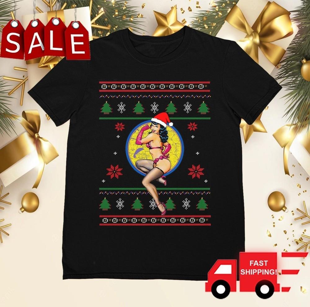 Merry Christmas Ugly Christmas Bettie Page Reprint  S-235XL T-Shirt B07.93 Unisex T-Shirt S