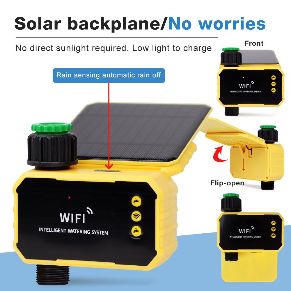 WIFI Solar Irrigation Timing Controller Smart Automatic Irrigation System for Garden Tap Valve Controller with Rain Sensor