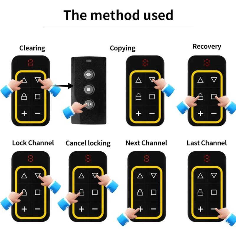 Universal 8-in-1 Multi-frequency Garage Remote Control Duplicator Face-to-Face Copy Door Gate Remote