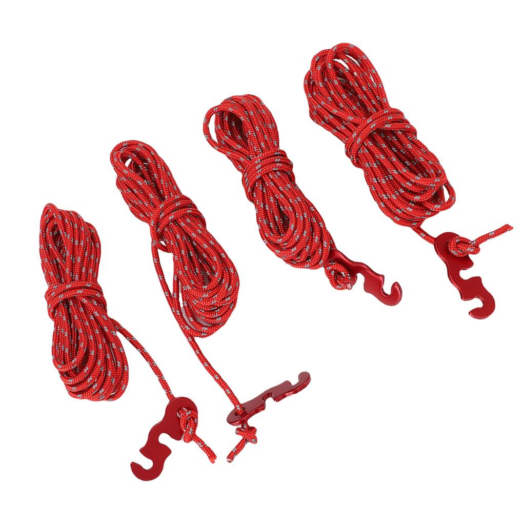 4Pcs Outdoor Camping Rope 9.8ft Nylon Wind Proof Reflective Strip Adjustable Length Tent Cord Tie