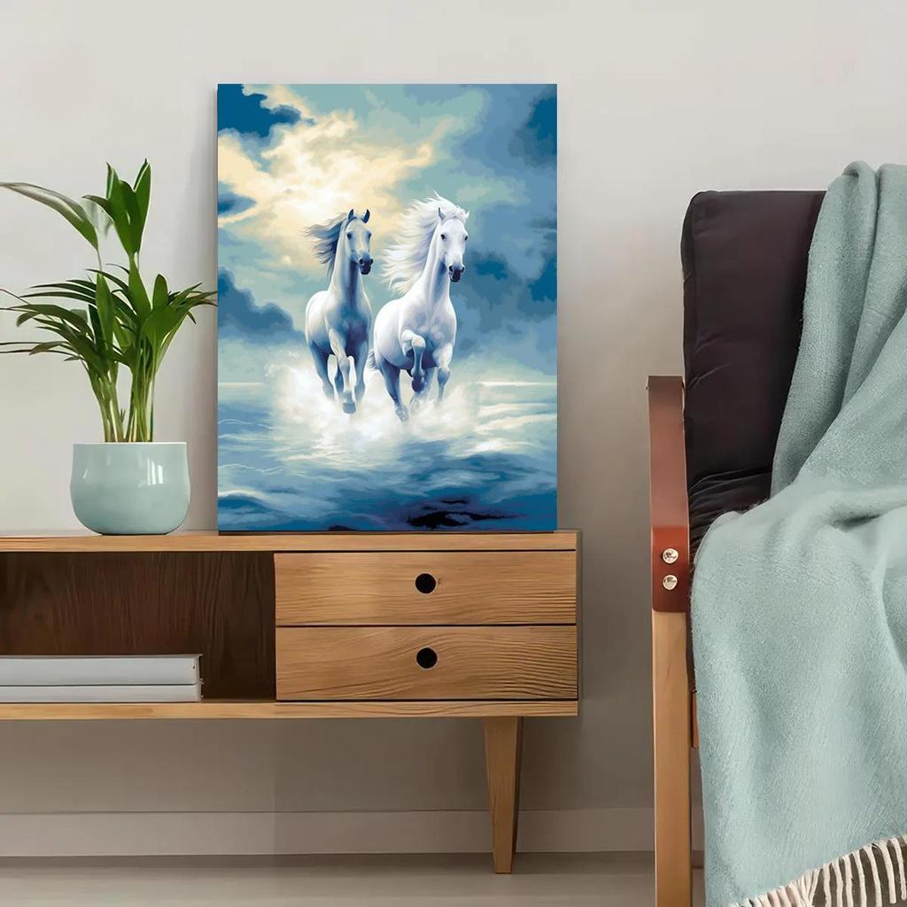 Rám kutilské malování podle čísel Sady kůň Akrylová barva podle čísel Zvířátka Malování čísel na plátně pro domácí dekorace 40x50cm