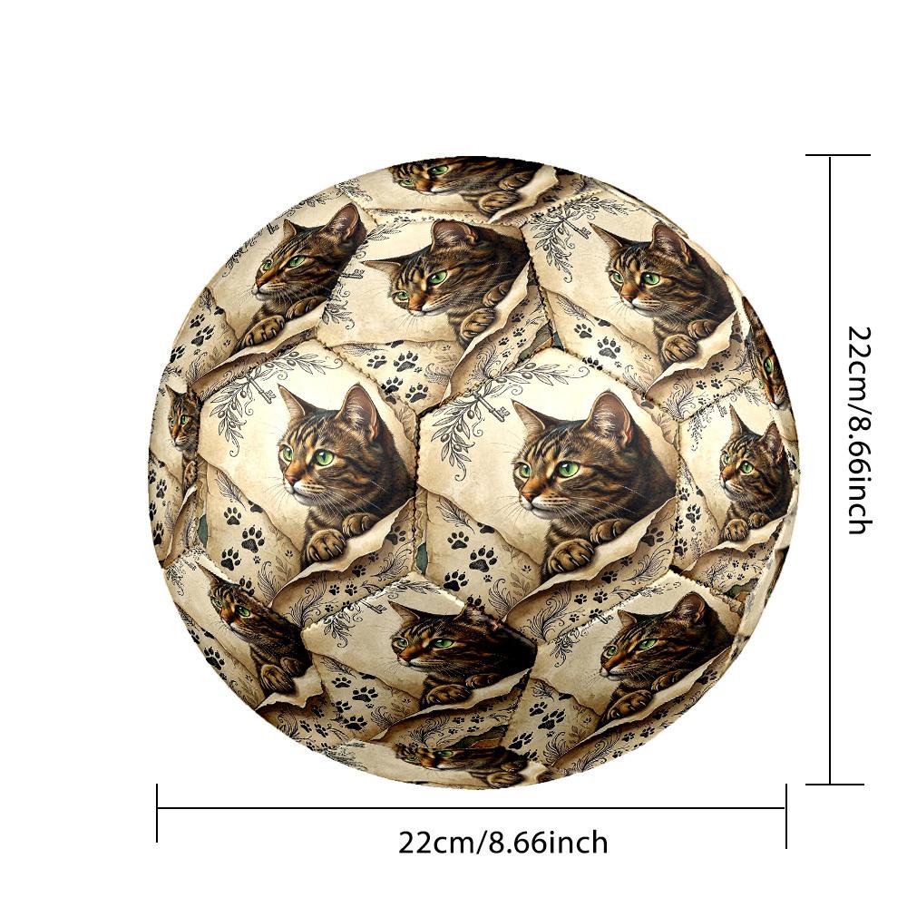 1pc Cat Key Artwork Theme Soccer Ball Football, Size 5, Lightweight PVC, Outdoor Training Soccer Ball,Gift C6590