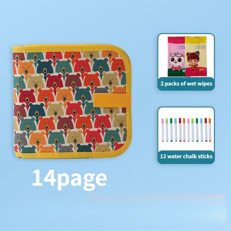 Löschbares Kritzelbuch für Kinder, Kleinkindspielzeug, wiederverwendbare Zeichenblöcke mit 12 Aquarellstiften, Vorschulspielzeug, Reise-Schreib-Malset