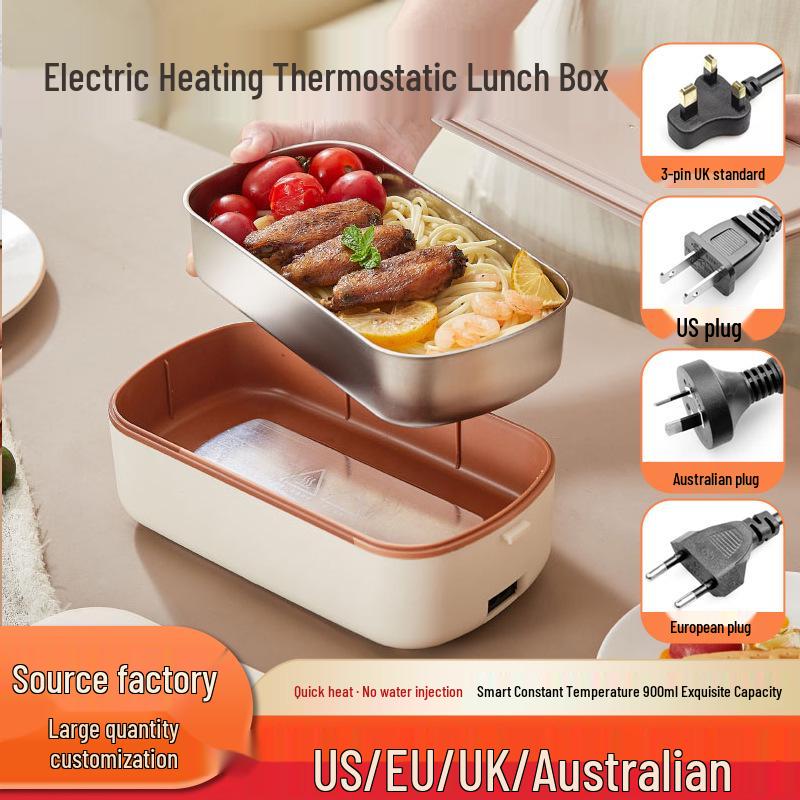 Electric Heated Lunch Box: Portable Stainless Steel, No Water Needed, Ideal for Office Workers and Students, Car Compatible.