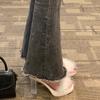 Transparent Crystal High Heels Fashion Temperament Fashion Platform Slippers 2025 Summer Thick Heel Open Toe Fluffy Shoes Sandals