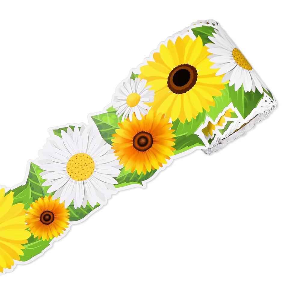 10m Sunflowers Bulletin Board Border Decorative Classroom Border Adhesive Bulletin Board Trim Sticker for School