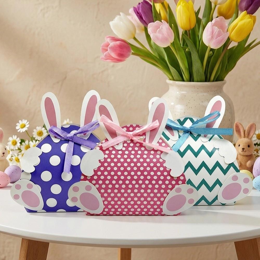 Rabbit Shape Easter Paper Candy Box Empty Bunny Candy Box Unique Cookie Bags Kids Gifts