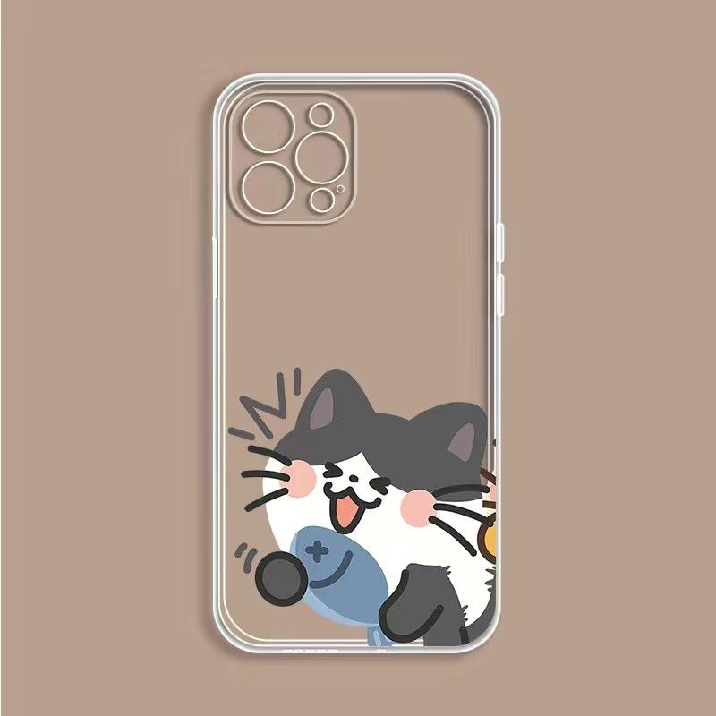 Cute Cat Couple Phone Case For IPhone 15 14 13 12 11 Pro Max Mini X XR 7 8 SE Plus SE20 Kawaii Cartoon Animal Spotted Cat Covers