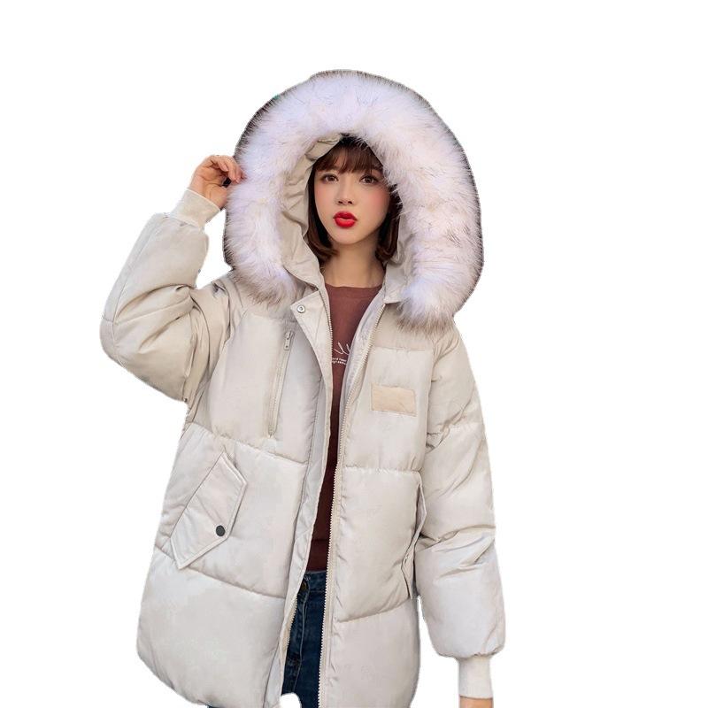 2025 Fall/Winter New Down Padded Jacket Girls' College Style Student Big Fur Collar Loose Cotton Jacket