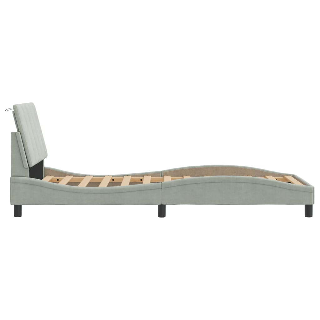 Vidaxl Bed Frame With LED Lighting, Light Gray, 80X200 Cm, Velvet