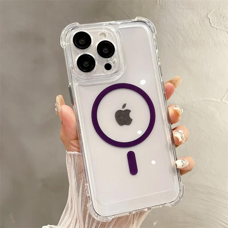 Fashion Simple Color Magnetic Shockproof Case For iPhone 11 12 13 15 16 Plus 14 ProMax Silicone Soft Wireless Charging Cover Men