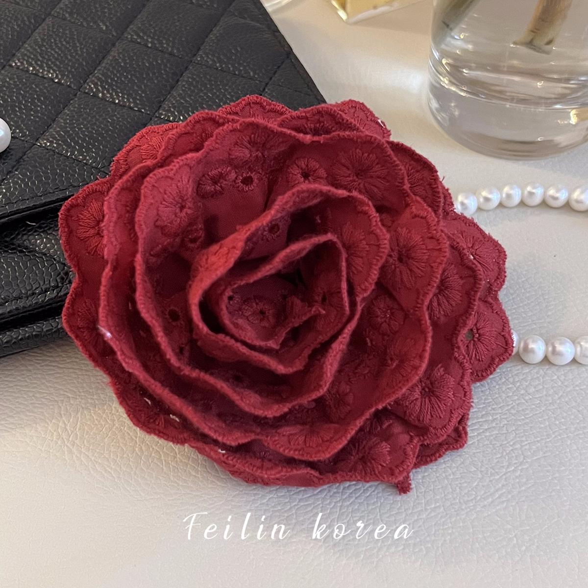 

Красные цветочные резинки для волос для девочек, женские заколки для волос ручной работы, кружевные розы, аллигаторы, французский стиль, винтажные аксессуары для волос