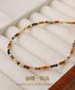 European and American Retro Tiger's Eye Stone Black Spinel Handmade Beaded Collarbone Chain Niche High-end Fashion Versatile Necklace
