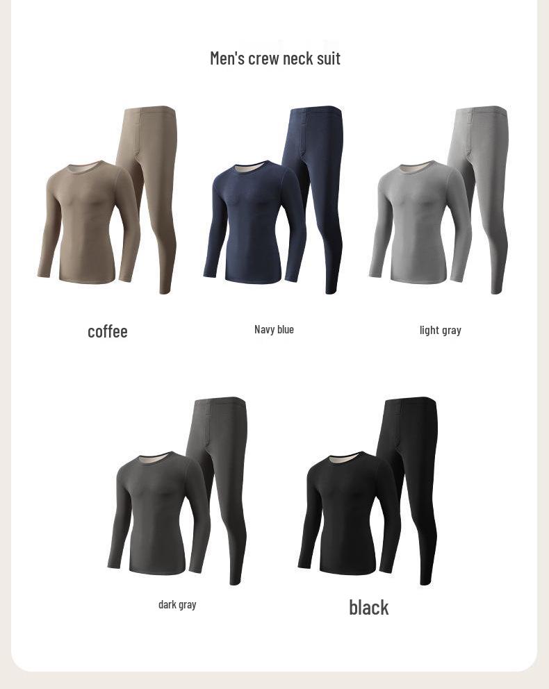 Ropa interior térmica de cachemira y seda alemana: Conjunto Unisex sin Costuras de Cuello Redondo para Otoño e Invierno