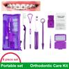 8pcs/set Dental Care Brush Kit Multicolour Dental Wax Teeth Cleaning Tool Mesh Bag Foldable Interdental Brush Floss Thread Wax