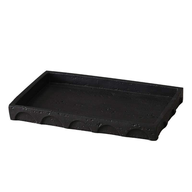 Travertine texture medieval tray B & B model room desktop ornament home bathroom living room entrance storage decorative plate