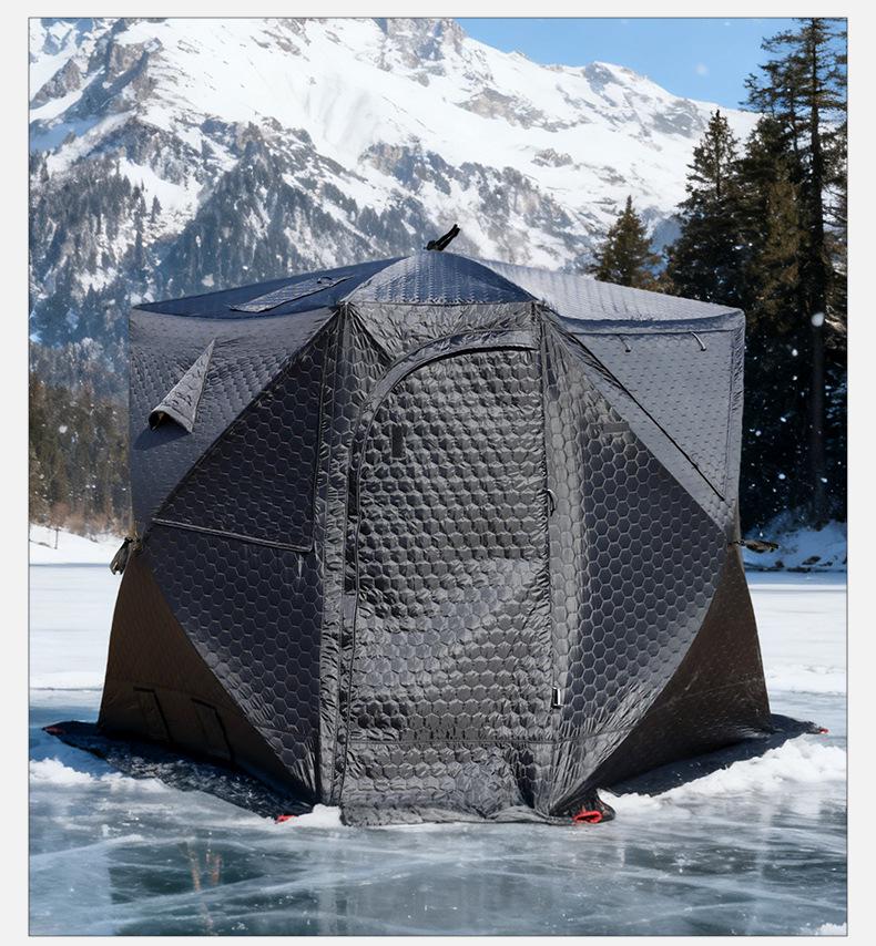 Large Pentagonal Ice Fishing Tent with TPU Window for Winter Camping - Thickened for Warmth and Cold Protection