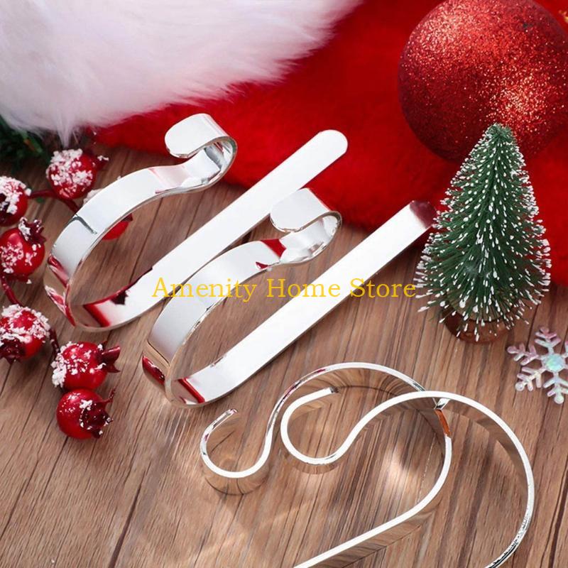 F26C Metal Christmas Stocking Holder Hooks Fireplace Hanger Fireplace Hook with Non-Skid Design, Bronze/Gold/Silver Optional