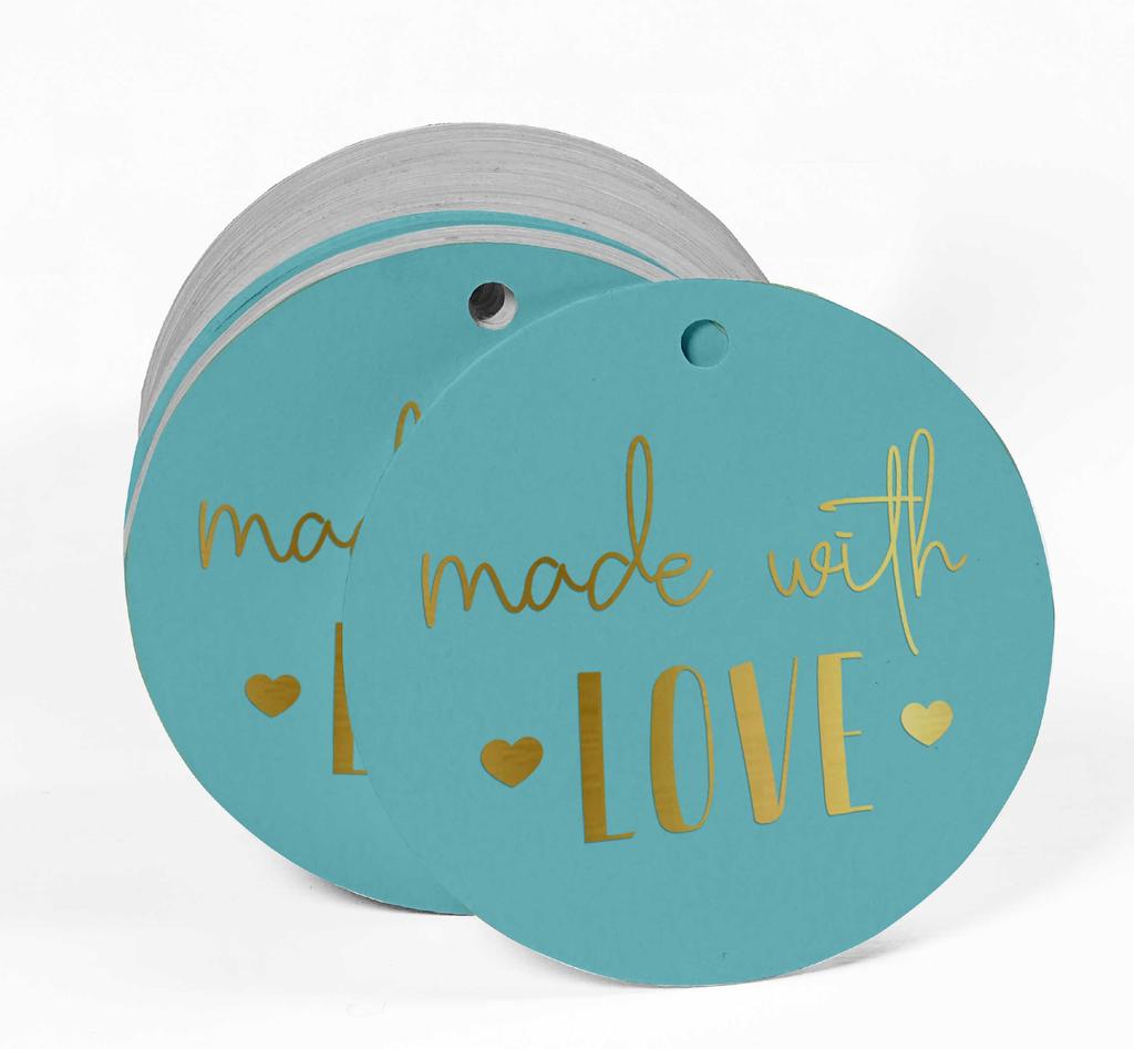 Inkdotpot Pack Of 100 Real Gold Foil Paper Tags Made With Love Text Favor Hang