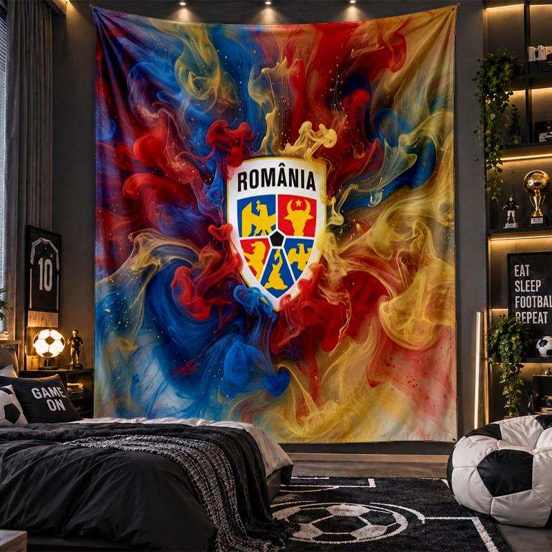Wall Hanging Tapestry Romania Football Print Cloth for Living Room Bedroom Home Decor