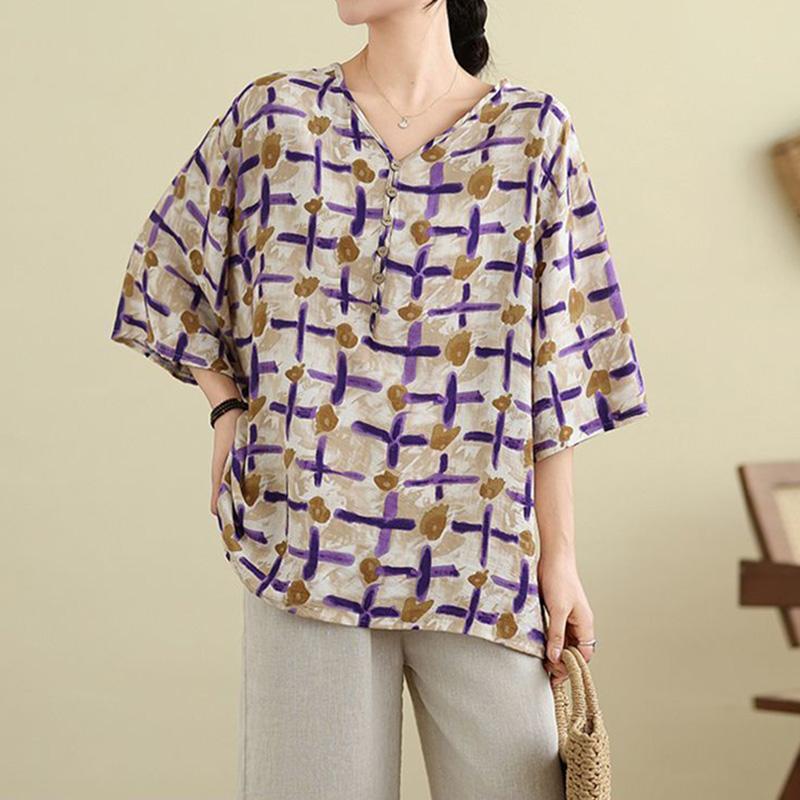 T-shirt damski letni duży rozmiar bawełniany T-shirt miękki luźny z nadrukiem casualowy wygodny wkładany T-shirt top