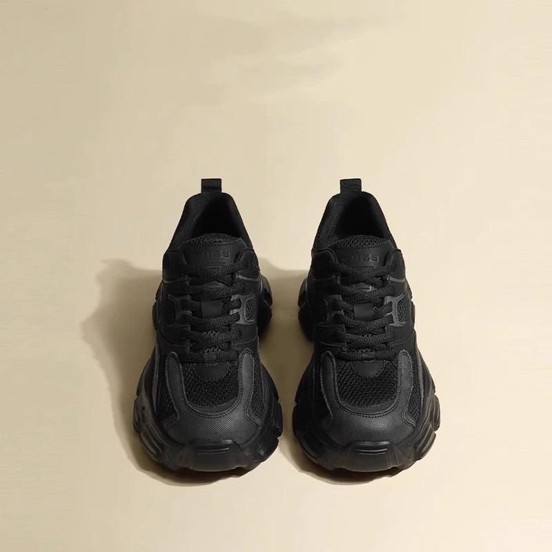 Dad shoes women's new spring and summer thin breathable mesh thick sole heightening shoes explosive sports fried street gray