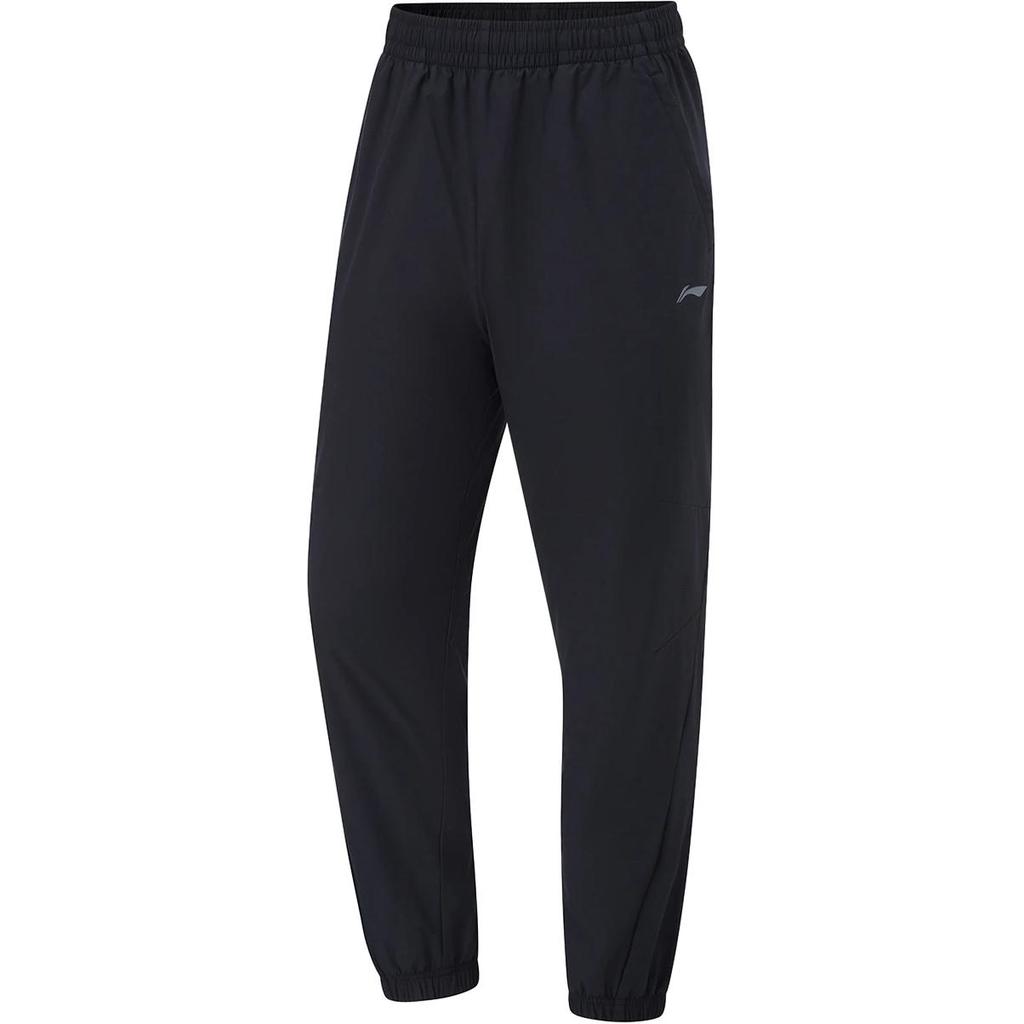 Li Ning Fitness Series Solid Color Mid Waist Breathable Versatile Jogger Knit Sports Pants Men Bottoms Black AYKU089-3