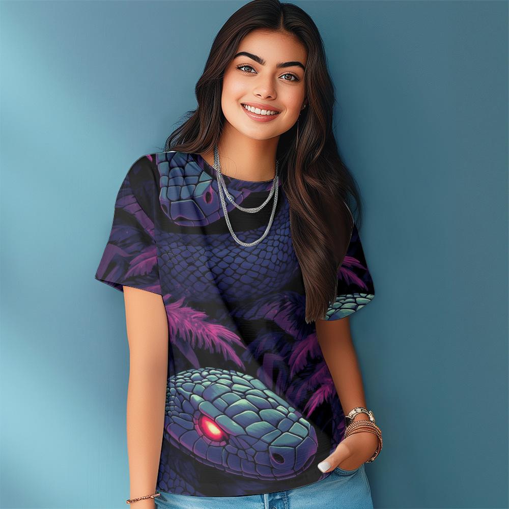

Женская свободная удобная футболка с круглым вырезом и короткими рукавами с 3D цифровой печатью Женская одежда Футболка 6XL