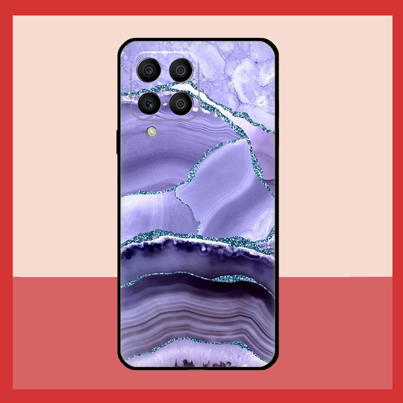 Teal Blue Gold Agate Marble Case For Samsung Galaxy M52 M32 M53 M16 M11 M21 M31 M35 M12 M13 M14 M15 M36 M56 M55 M34 M54