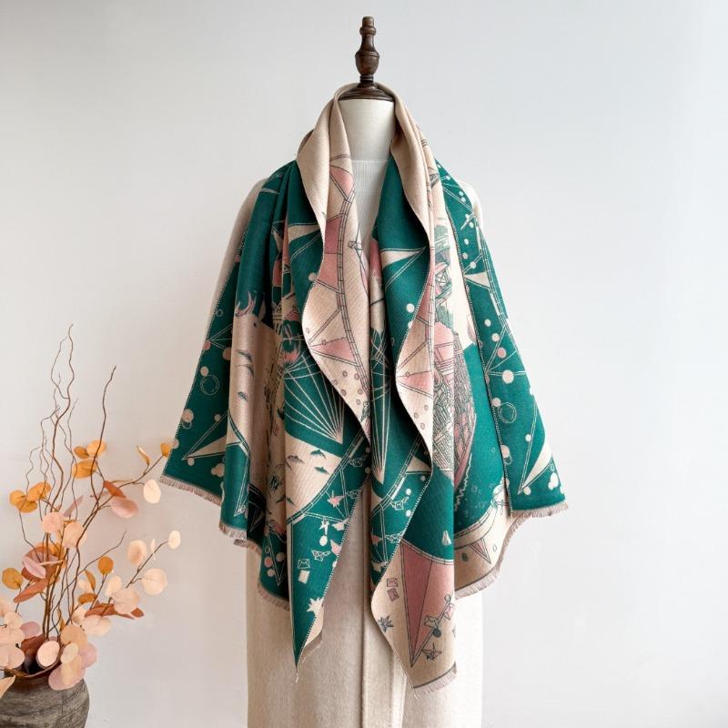 Scarf Women's Winter New Versatile Nautical Imitation Cashmere Shawl Thickened Warm Scarf Dual-purpose High-end