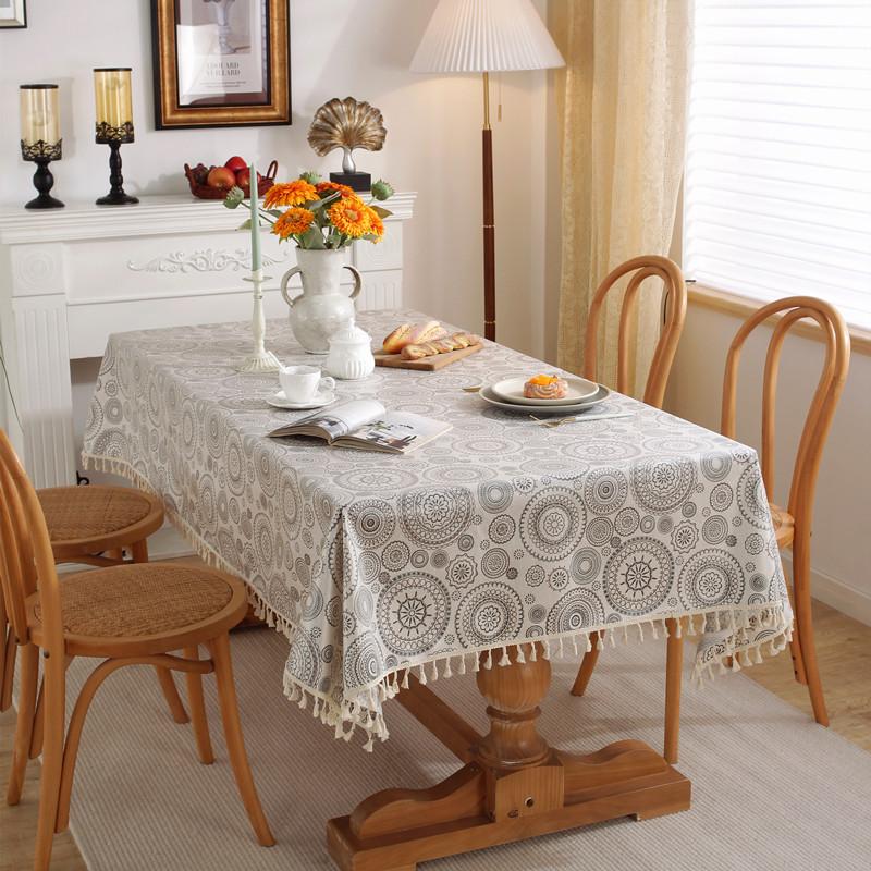 Waterproof And Oil-Proof Tablecloth Fabric Polyester-Cotton Small Fresh Famous Household Rectangular Dining Table Cloth Coffee Table Tablecloth