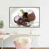 Modern Färgglad Dekorativ målning Gourmet Mörk Choklad Lava Core Tårta Matsal Vardagsrum Kök Heminredning