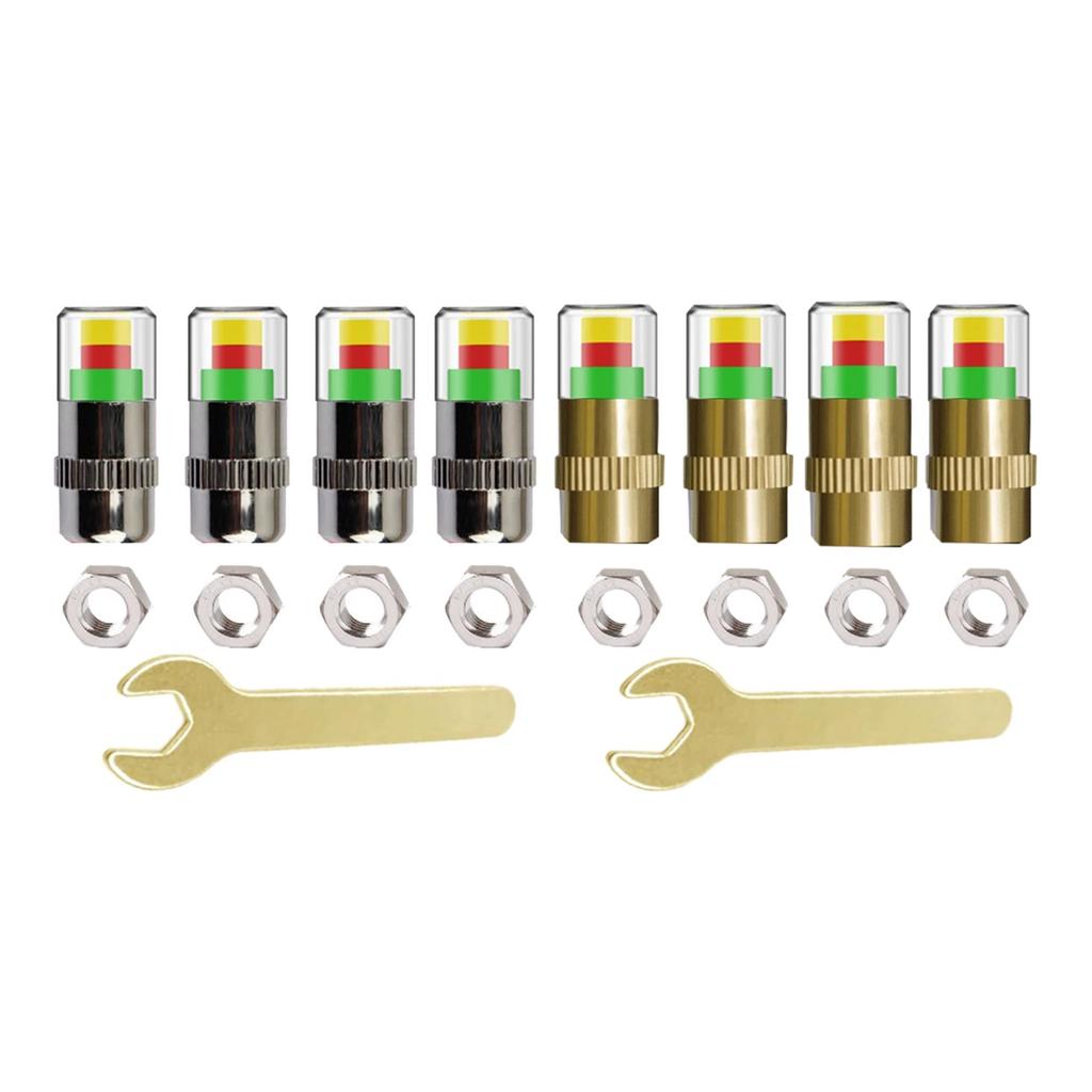 4Pcs Car Tire Pressure Monitor Caps Eye Remind Gauge Sensor Indicator 3 Colors Copper Core Tools Air Caps for Suvs