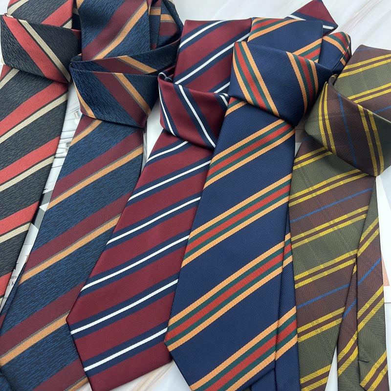 8 cm Stripete Slips Herre Formell Business Brudgom Bryllup Burgunder Kontrasterende Blå og Hvite Striper Herre- og Dame Håndknyttede Skjorter og Slips