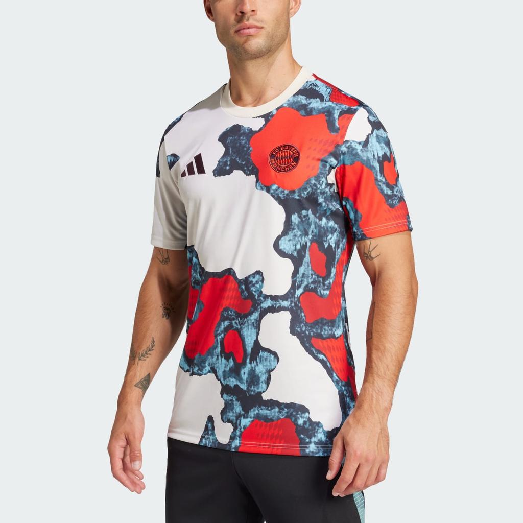 adidas Aeroready FC Bayern München FCB Preshi Rundhals Sport Kurzarm Fußballshirt Herren Tops Rot Energy-Rot Hellgrün JE6776