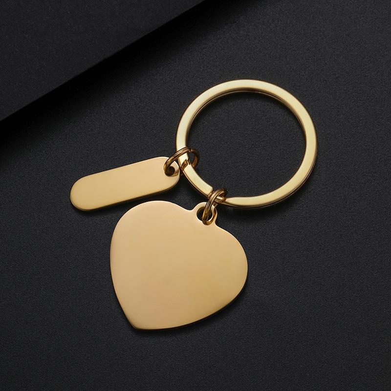 Heart-Shaped Stainless Steel Keyring with Laser Color Printing - Perfect for Engraving & Festival Gifts