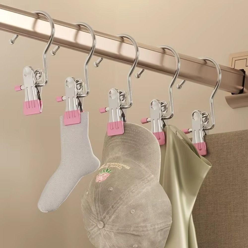 30Pcs Stainless Steel Wardrobe Clothes Clip Hangers with Hook Hanging Clothes Clip  Hats