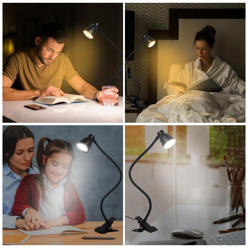 1Pc LEDs Table Desk Lamp Reading Beside Light Clamp  Lighting Fixture USB Powered