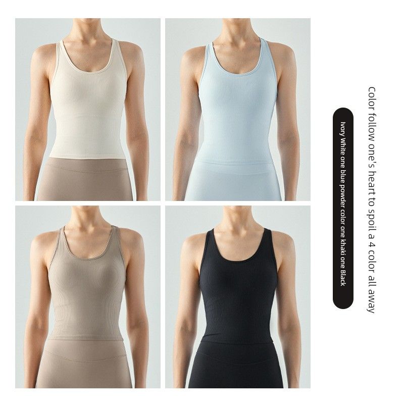 Foreign Trade Yoga Clothes Vest with Chest Pad Sexy H-Shaped Beauty Back Silm Slim Look Running Fitness Outdoor Sports Tops