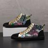 New Luxury Designer Men High Tops Rhinestone Platform Shoes Causal Flats Moccasins Rock Punk Walking Sneakers Tenis Masculino