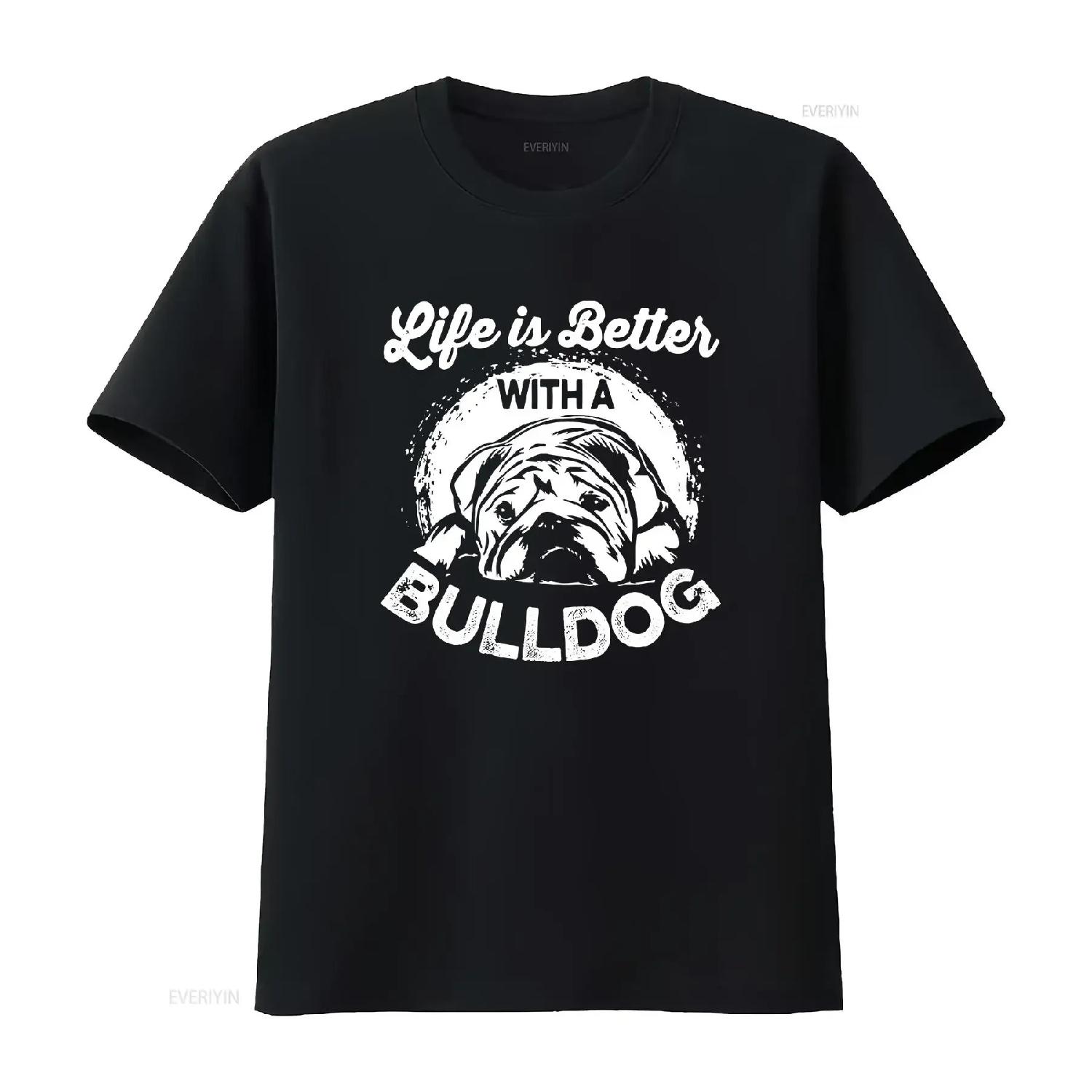 

Bulldog T Shirt Life is Better With a Cool Dog Owner Funny vintage Washed Unisex Stretched fashion Top For Everyday Wear XXXXXL різнокольоровий