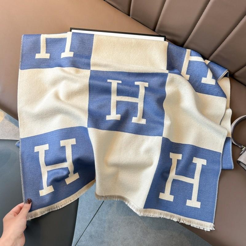 Classic Fashion Letter Thousand Birds Grid Imitation Cashmere Scarf Women's Winter Thickened Double Sided Air Conditioning Shawl Scarf Women's