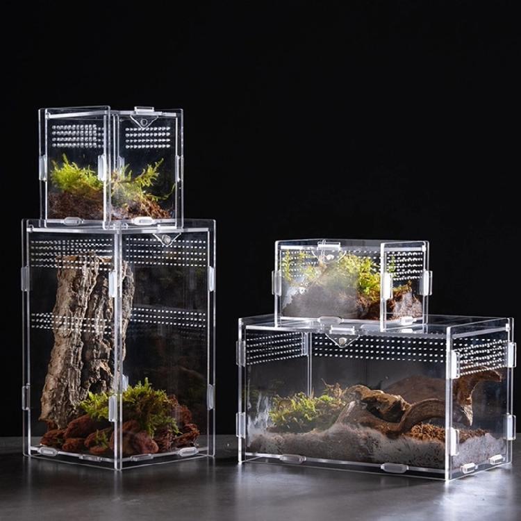 Caja Recinto de Acrílico para Mascotas Reptiles Con Vista Clara Terrario de Arañas Saltadoras Jaula para Anfibios Observación de Mascotas
