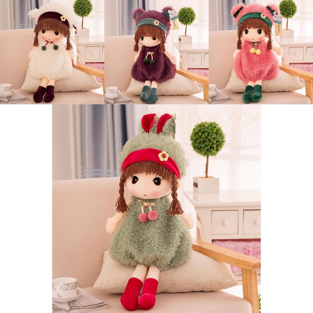 Plush Doll Child Bed Pillow With Soft Coral Velvet For Girls Bedroom Decor