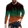 Men's Spring Ink Print Long Sleeve T-Shirt Men's Loose Casual Fashion Long Sleeve T-Shirt
