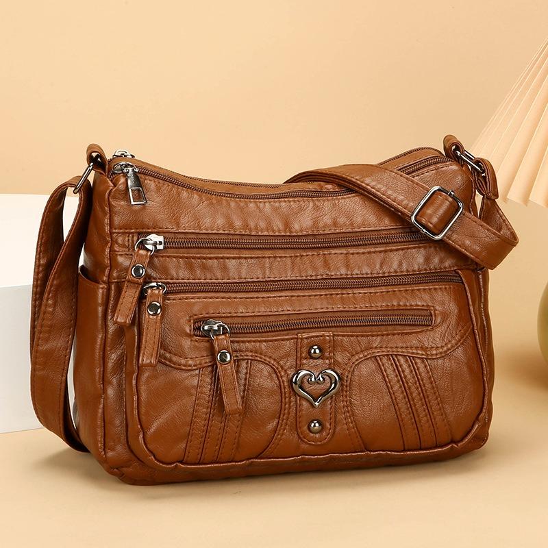 Ladies' Soft Leather Large Capacity Crossbody Shoulder Bag