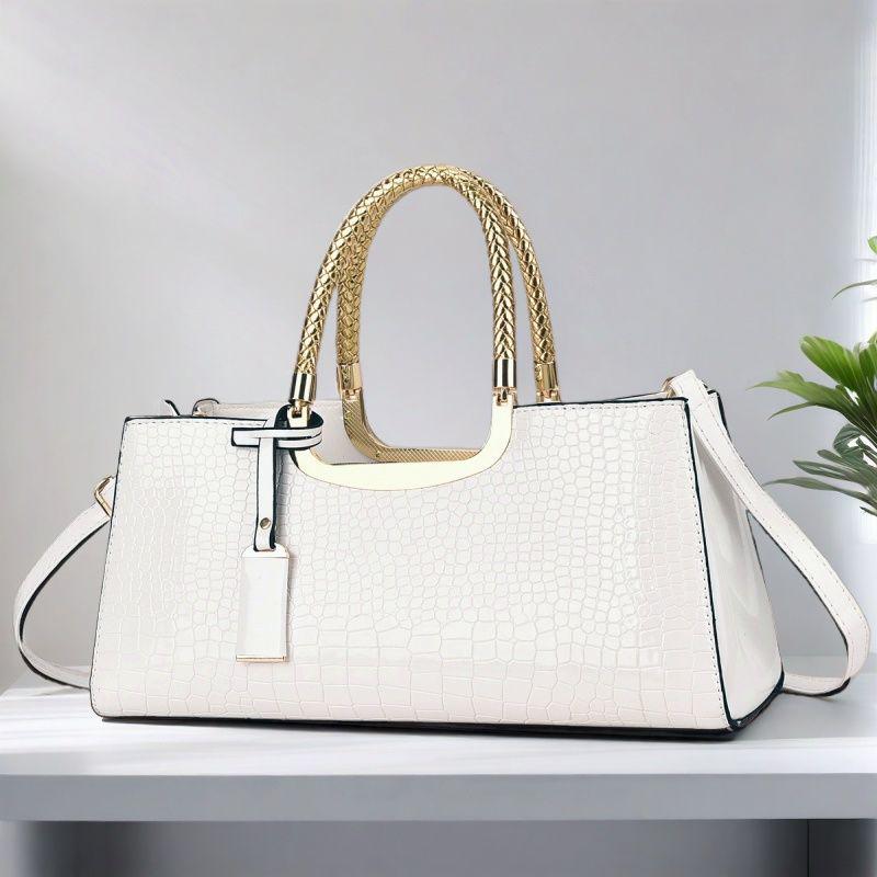 Red Patent Leather Crocodile Pattern Women's Wedding Crossbody Handbag
