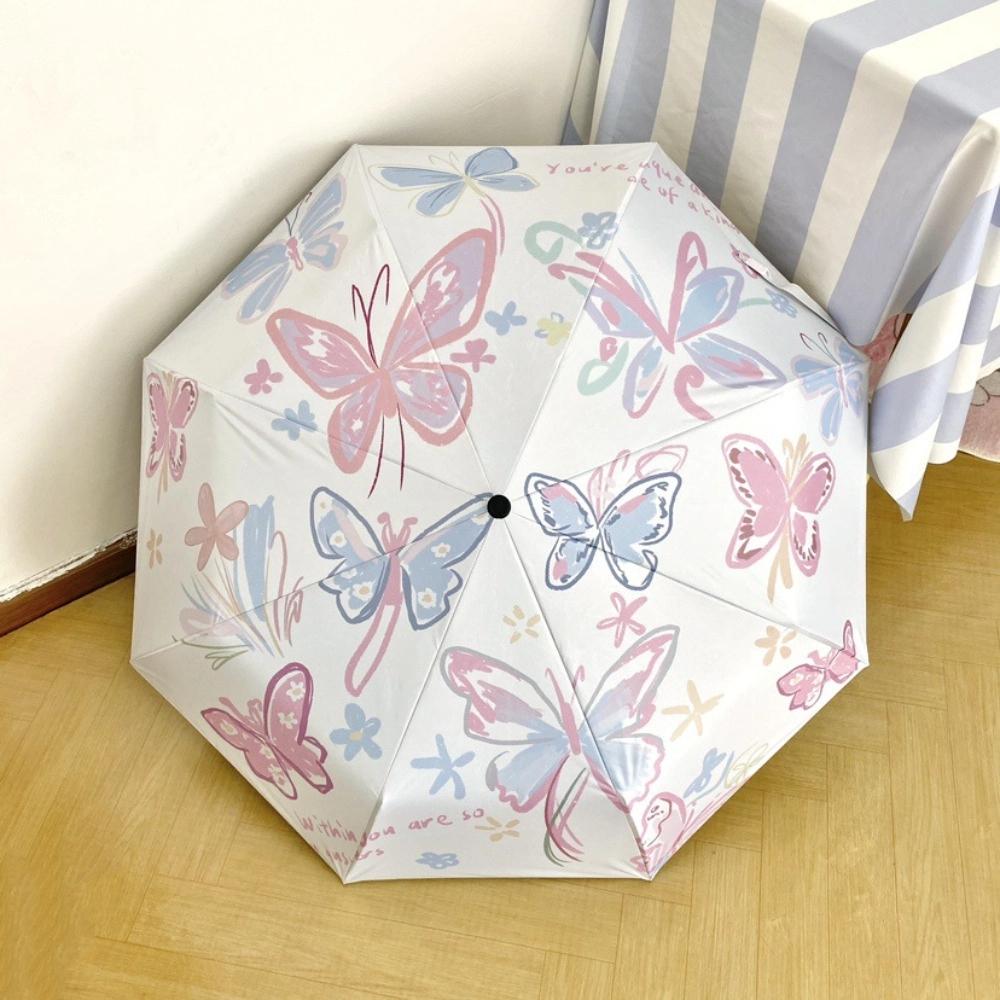Windproof Butterfly Rain Umbrella UV Protection Folding Sun Umbrella  Women