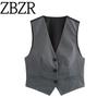 Zbzr Spring New Women Clothes Western Style French Style Versitile Fashion Casual Gray Stripe Vest Vest