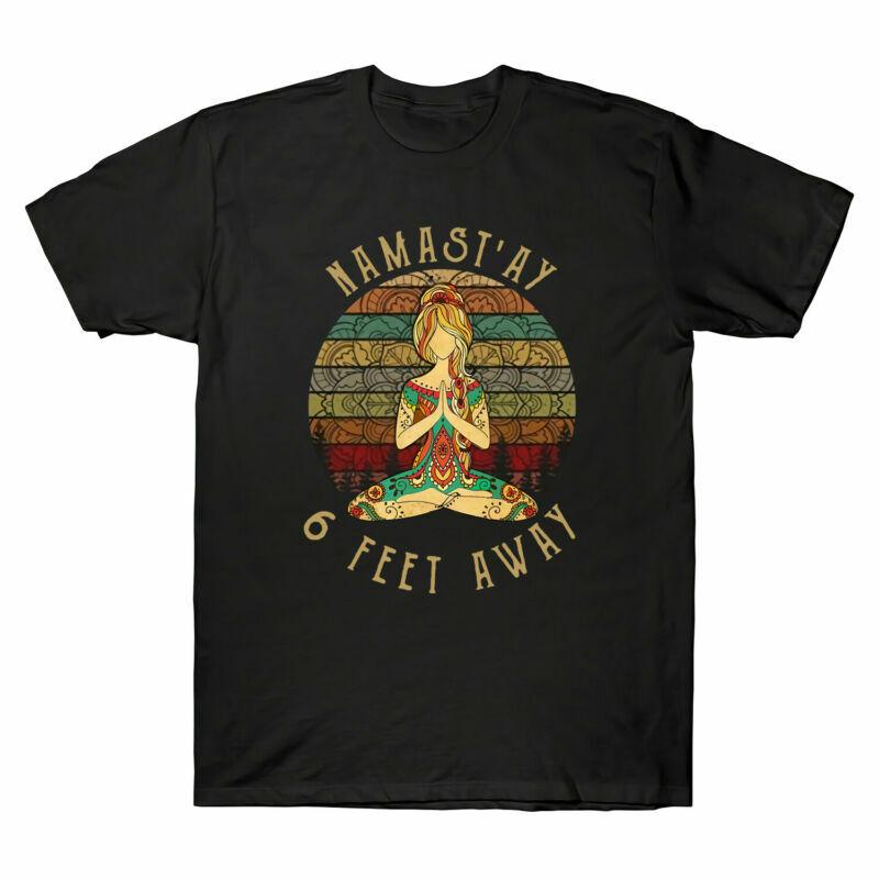 Hippies Yoga Namast ay 6 Feet Away Social Distancing Vintage Men Black T-shirt S